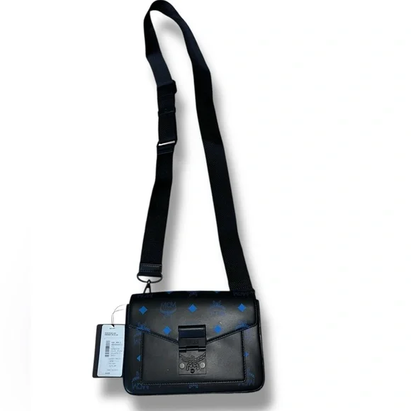 MCM Color Splash Logo Small Crossbody Bag in "Vallarta Blue" Colorway UNISEX NWT - Picture 4 of 15